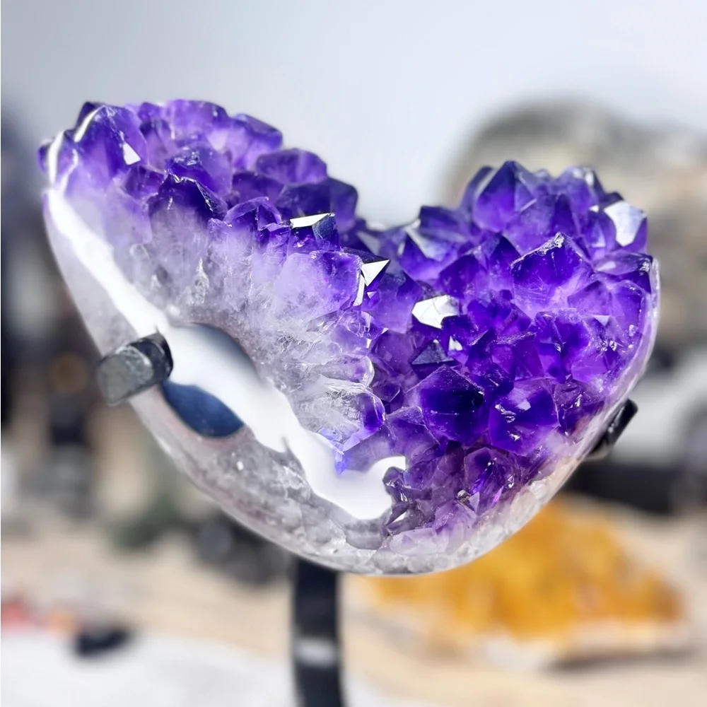 💜 Deep Purple Big Points Amethyst Agate Metal Stand – High Grade from Uruguay 💜 - Picture 6 of 9